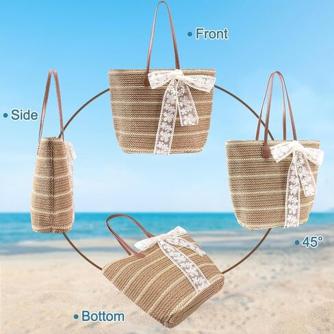 Straw Beach Tote Bag for Women - 2026 Large Handwoven Summer Vacation Purse Zipper for Travel Shopping Essentials in Saudi Arabia
