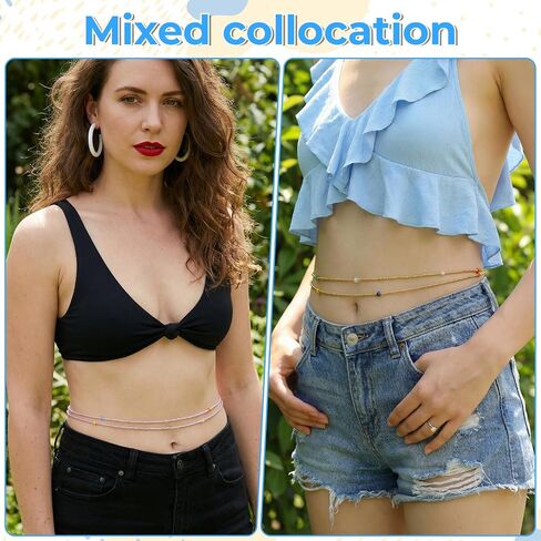 4 PCS 50" Handmade African Waist Beads for Women Plus Size Layered Body Jewelry Accessories Non-Stretching Belly Chain (Tie-on) in Saudi Arabia