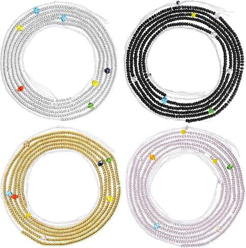 4 PCS 50" Handmade African Waist Beads for Women Plus Size Layered Body Jewelry Accessories Non-Stretching Belly Chain (Tie-on) in Saudi Arabia