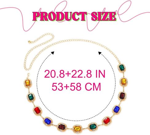 TWINKLEDE Colorful Waist Chain Rainbow Rhinestone Chains Belt for Women in Kuwait