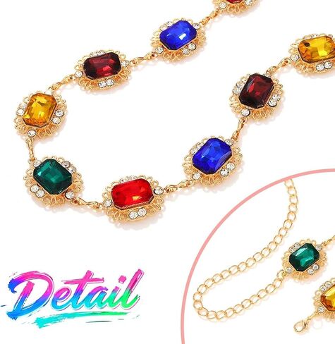 TWINKLEDE Colorful Waist Chain Rainbow Rhinestone Chains Belt for Women in Kuwait