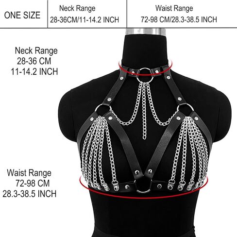 Punk Leather Body Chain for Women,Gothic Adjustable Chest Harness&Shoulder Strap Belt Waist Belly Chain,Black Leather Layered Bra Cage Style Valentine'sDay Body Jewelry for Nightclub Party Accessories in Saudi Arabia