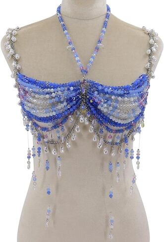 Sexy Layered Bead Tassel Bra Body Chain Jewelry Beach Harness Bikini Festival Rave Bra Bralette for Women in Saudi Arabia