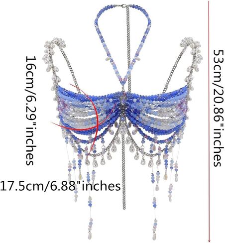 Sexy Layered Bead Tassel Bra Body Chain Jewelry Beach Harness Bikini Festival Rave Bra Bralette for Women in Saudi Arabia