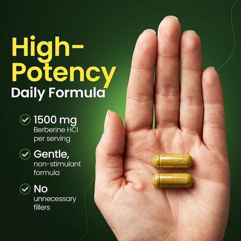 Berberine Supplement HCL 1500mg Berberine Capsules with Ceylon Cinnamon & Chromium, Highly Absorbable Formula for Supports Hormonal, Metabolic Health, Steady Energy Non-GMO (90 Capsules) in Saudi Arabia