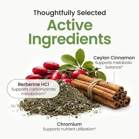 Berberine Supplement HCL 1500mg Berberine Capsules with Ceylon Cinnamon & Chromium, Highly Absorbable Formula for Supports Hormonal, Metabolic Health, Steady Energy Non-GMO (90 Capsules) in Saudi Arabia