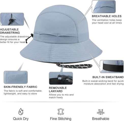 VOBOOM Women Unstructured Lightweight Bucket Cap Summer Beach Sun Hats with Detachable Chin Strap for Travel Daily Wear in Saudi Arabia
