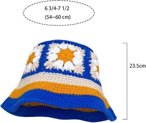 Crochet Bucket Hat for Women Floral Knit Foldable Floppy Beach Fashion Cute in Kuwait