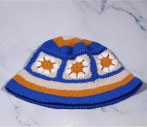 Crochet Bucket Hat for Women Floral Knit Foldable Floppy Beach Fashion Cute in Kuwait