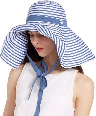 URAWOW UV Protection Sun Hats for Women Wide Brim Bucket Hat Beach Summer Neck Black White Fashion in Saudi Arabia