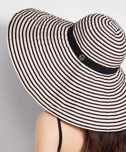 URAWOW UV Protection Sun Hats for Women Wide Brim Bucket Hat Beach Summer Neck Black White Fashion in Saudi Arabia