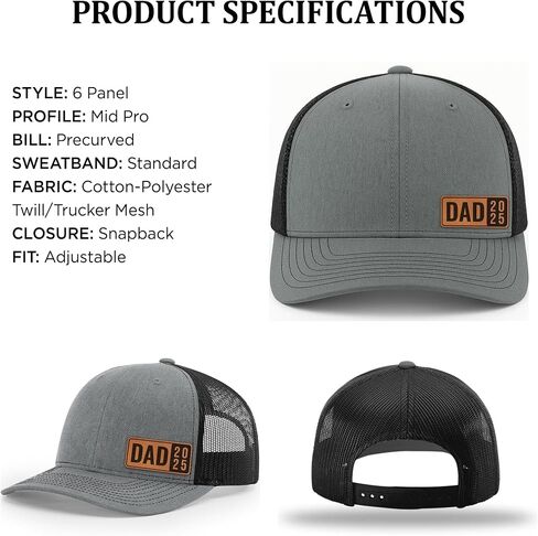 Personalized Gifts for Men - Dad EST 2025 Hat - Snapback Mesh Back Cap Gifts for Father, New Papa, Girl and Boy Dad, Father to Be - Hat for Anniversary, Father’s Day, or for 1st Time Daddy in Saudi Arabia