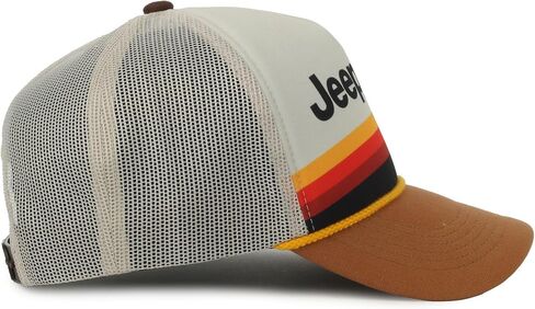 Jeep White Putty Mountain Graphic Trucker Hat – Polyester Knit, Mesh Back, Structured High Crown, Plastic Snap Closure, One Size in Kuwait