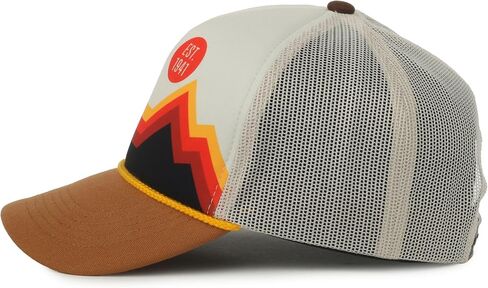 Jeep White Putty Mountain Graphic Trucker Hat – Polyester Knit, Mesh Back, Structured High Crown, Plastic Snap Closure, One Size in Kuwait