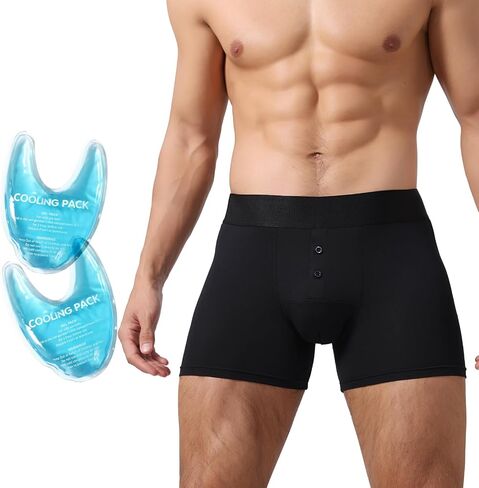 Vasectomy Underwear - Comes With 2-Custom Fit Ice Packs and Snug Boxer Briefs For Testicular Support and Pain Relief -XL size Black in Saudi Arabia