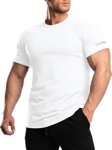 Comdecevis Men's Workout Shirts Moisture Wicking Dry Fit UPF 50+ Tagless Performance Tees with Breathable Mesh for Gym in Saudi Arabia