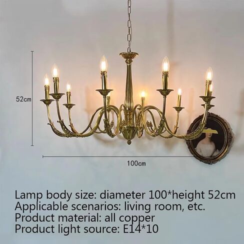 Copper Light Candle Holder Home Decor Interior Lighting Traditional Rustic Fixture Farmhouse Elegant Ceiling Light,10 Heads () in Kuwait