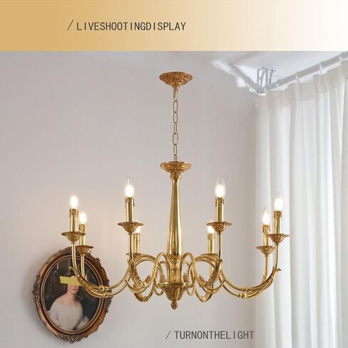 Copper Light Candle Holder Home Decor Interior Lighting Traditional Rustic Fixture Farmhouse Elegant Ceiling Light,10 Heads () in Kuwait