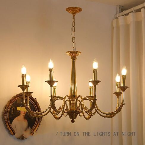 Copper Light Candle Holder Home Decor Interior Lighting Traditional Rustic Fixture Farmhouse Elegant Ceiling Light,10 Heads () in Kuwait