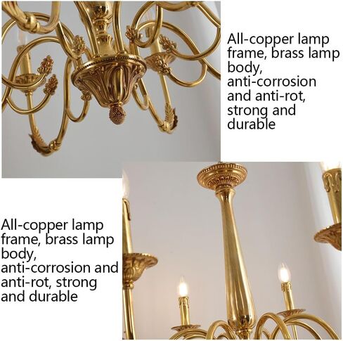 Copper Light Candle Holder Home Decor Interior Lighting Traditional Rustic Fixture Farmhouse Elegant Ceiling Light,10 Heads () in Kuwait