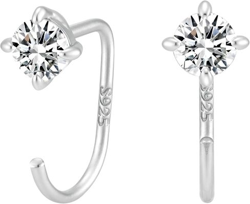 925 Sterling Silver Huggie Half Hoop Earrings | 14K Gold Plated Dainty Hypoallergenic Huggie Hoops for Women Comfort Fit Everyday Tiny Sleep Poke-free Earrings with Synthetic Opal, Pearl, CZ in Saudi Arabia