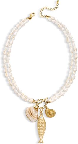 Shell Necklaces for Women Trend Boho Scarf Necklaces Ocean Mermaid Conch Seashell Necklace Summer Gold Fish Necklace Fashion Beach Jewelry in Kuwait