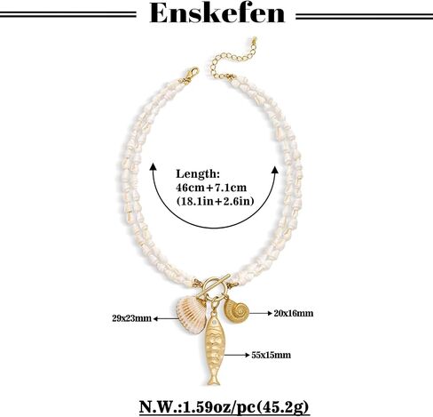 Shell Necklaces for Women Trend Boho Scarf Necklaces Ocean Mermaid Conch Seashell Necklace Summer Gold Fish Necklace Fashion Beach Jewelry in Kuwait