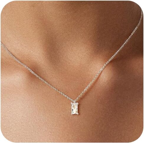 HERIER Diamond Pendant Necklace for Women, Dainty Gold Necklace 14k Gold Plated Paperclip Choker Necklaces Cute Open Oval Necklaces Simple Gold Necklace Jewelry Gifts for Women Trendy in Saudi Arabia