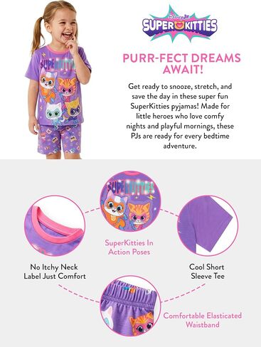 Disney Pajamas, SuperKitties Girls Pajamas, Short Sleeve Pajama Set, Adorable Girls Pjs 3T in Kuwait