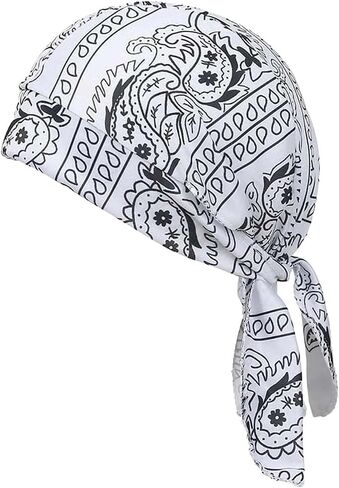 SakerPlus Elastic Cycling Sports Cap, Helmet Liner Skull Cap, Breathable Wicking Biker Head Wrap, Adjustable Tie Back Bandana in Kuwait