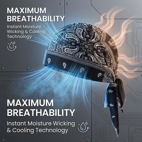 SakerPlus Elastic Cycling Sports Cap, Helmet Liner Skull Cap, Breathable Wicking Biker Head Wrap, Adjustable Tie Back Bandana in Kuwait