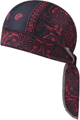 SakerPlus Elastic Cycling Sports Cap, Helmet Liner Skull Cap, Breathable Wicking Biker Head Wrap, Adjustable Tie Back Bandana in Kuwait