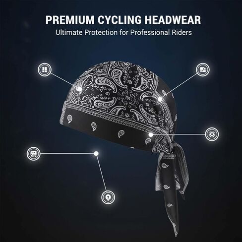 SakerPlus Elastic Cycling Sports Cap, Helmet Liner Skull Cap, Breathable Wicking Biker Head Wrap, Adjustable Tie Back Bandana in Kuwait