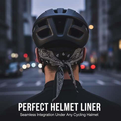 SakerPlus Elastic Cycling Sports Cap, Helmet Liner Skull Cap, Breathable Wicking Biker Head Wrap, Adjustable Tie Back Bandana in Kuwait