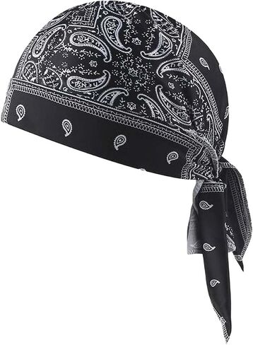 SakerPlus Elastic Cycling Sports Cap, Helmet Liner Skull Cap, Breathable Wicking Biker Head Wrap, Adjustable Tie Back Bandana in Kuwait