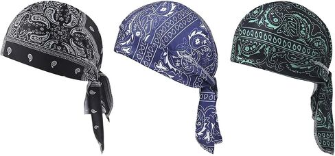 SakerPlus Elastic Cycling Sports Cap, Helmet Liner Skull Cap, Breathable Wicking Biker Head Wrap, Adjustable Tie Back Bandana in Kuwait