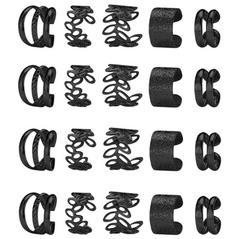 Hair Jewelry for Braids with Disposable Black Rubber Band for Women Men Hair Accessories Braids, Dreadlock Braid Clips Non-Piercing Ear Cuffs Clip Jewelry in Saudi Arabia