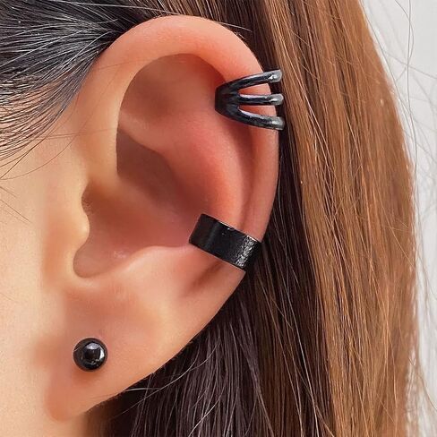 Hair Jewelry for Braids with Disposable Black Rubber Band for Women Men Hair Accessories Braids, Dreadlock Braid Clips Non-Piercing Ear Cuffs Clip Jewelry in Saudi Arabia