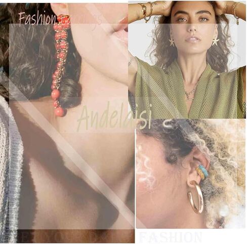 Andelaisi Boho CZ زهرة الأذن متسلق الأقراط خمر كريستال ستار الكفة التفاف الأقراط الفضية العنقودية زهرة الكفة الزاحف القرط الحد الأدنى تشيكوسلوفاكيا الزهور البتلة حلق مجوهرات للنساء in Kuwait