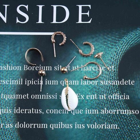 Boho Cowrie Shell Earrings Crystal Circle Ear Cuff Earrings Mini Eye Stud Earrings Gold Ball Earrings Multiple Piercing Earrings Set Jewelry for Women and Girls in Kuwait