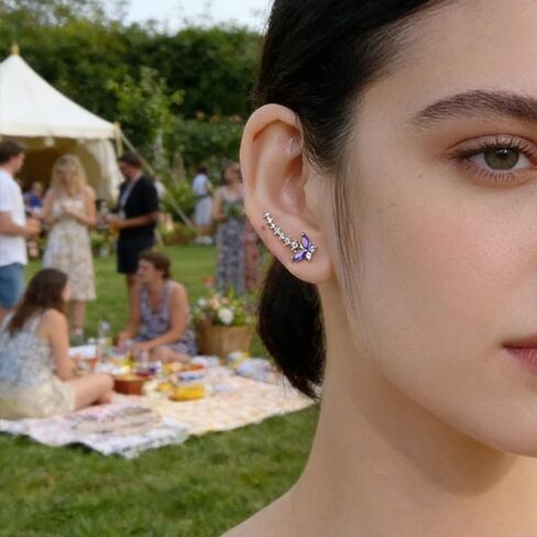 Crystal Butterfly Cuff Wrap Earrings Cute Cz Cubic Zirconia Lovely Animal Climbers Crawler Stud for Women Wedding Party Fashion Jewelry in Saudi Arabia