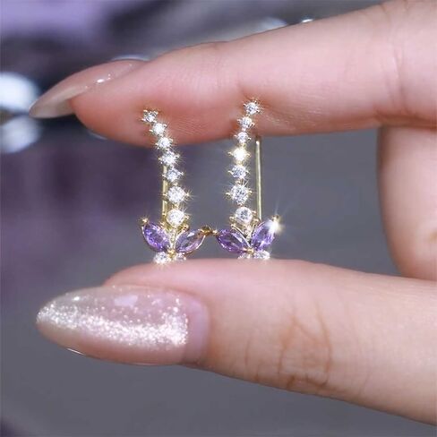 Crystal Butterfly Cuff Wrap Earrings Cute Cz Cubic Zirconia Lovely Animal Climbers Crawler Stud for Women Wedding Party Fashion Jewelry in Saudi Arabia