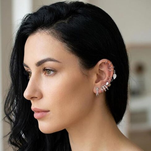 22Pcs Adjustable Non Piercing Ear Cuffs Set Bohemian Retro Hollow Ear Clips Aesthetic Stacking Jewelry for Social Outing in Kuwait