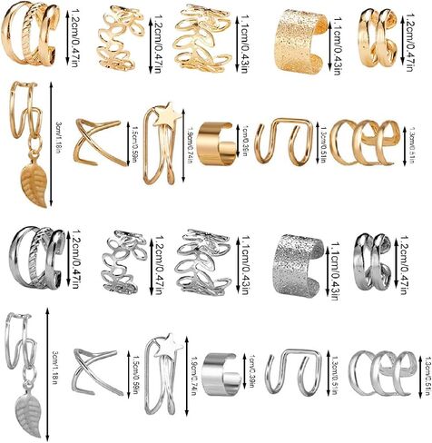 22Pcs Adjustable Non Piercing Ear Cuffs Set Bohemian Retro Hollow Ear Clips Aesthetic Stacking Jewelry for Social Outing in Kuwait