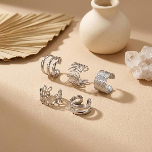 22Pcs Adjustable Non Piercing Ear Cuffs Set Bohemian Retro Hollow Ear Clips Aesthetic Stacking Jewelry for Social Outing in Kuwait