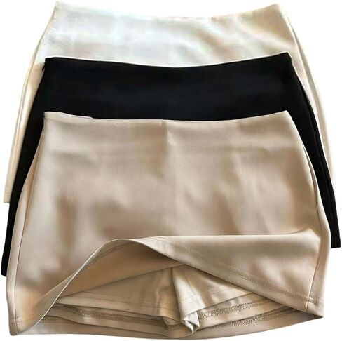 SOLY HUX Women's 3 Packs Bodycon Mini Skorts Office Going Out Skirts with Shorts Underneath in Kuwait