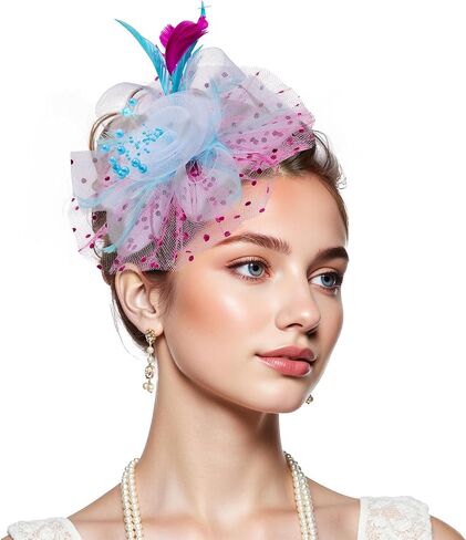 قبعات Zando 2026 الشبكية Ken-Tucky Derby Fascinators للنساء والفتيات مع مشبك وعصابة رأس كلاسيكية لحفلات الزفاف والكنيسة وحفلات الشاي in Kuwait
