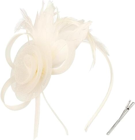 Fascinators Hats for Women,Feather & Tulle Headband & Clip, Derby Weddings Tea Parties Cocktail Church Fancy Headband Hat in Saudi Arabia
