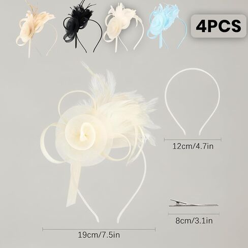 Fascinators Hats for Women,Feather & Tulle Headband & Clip, Derby Weddings Tea Parties Cocktail Church Fancy Headband Hat in Saudi Arabia