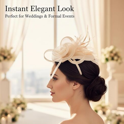 Fascinators Hats for Women,Feather & Tulle Headband & Clip, Derby Weddings Tea Parties Cocktail Church Fancy Headband Hat in Saudi Arabia
